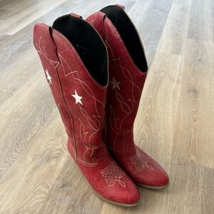 Faux leather cowboy boots